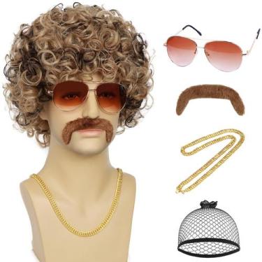Imagem de Peruca de discoteca masculina Costume Wallden Hair dos anos 70 e 80 co