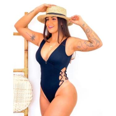 Imagem de Maiô/body canelado com argolas - Lisa Biquínis , Preto, M