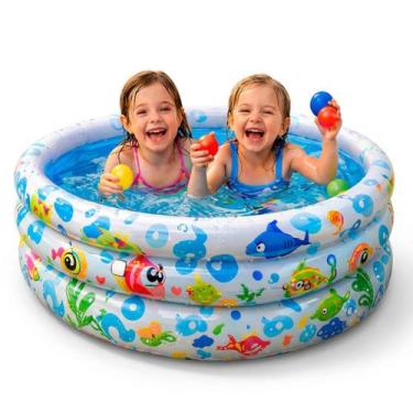 Imagem de Piscina Infantil Inflável 180 Litros Redonda Colorida Banheira Bebê Cr