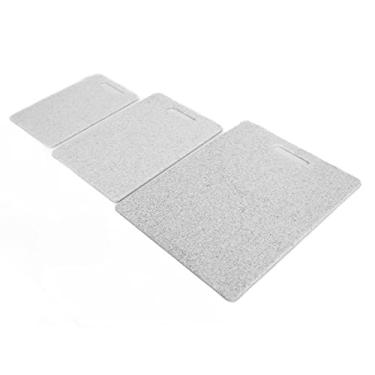 Imagem de Tábua de cortar de plástico, 3 unidades de grau alimentício, acessório de cozinha, kit de tábua de corte seguro para máquina de lavar louça(Tábua de corte de pedra de imitação branca)