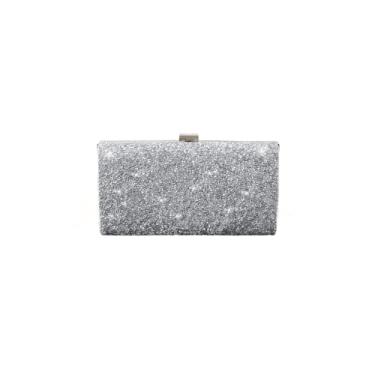 Imagem de JAMBHALA Bolsa Feminina Siliver Clutch Bolsa de Strass Para Noivas, Baile de Formatura, Bolsa de Festa (prata)
