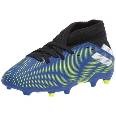 Imagem de adidas Tênis de futebol unissex infantil Nemeziz .3 Firm Ground, Azul royal/branco/amarelo solar, 17