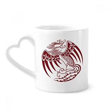 Imagem de Caneca com retrato de animal da fênix chinesa caneca de café cerâmica copo de coração de vidro