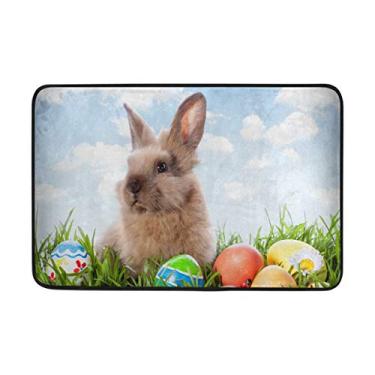 Imagem de Capacho My Daily Bunny colorido Eggs Easter 40 x 60 cm, sala de estar, quarto, cozinha, banheiro, tapete impresso de espuma leve