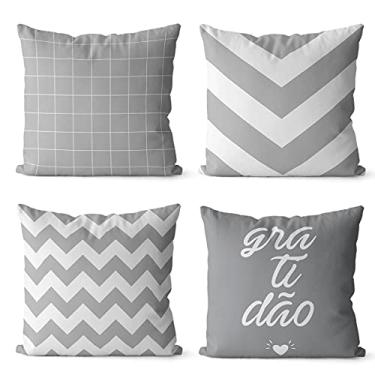 Imagem de Kit 4 Capas Para Almofadas decorativas cinza e branco