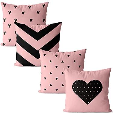 Imagem de Kit 4 Capas almofadas decorativas rose e preto 40x40