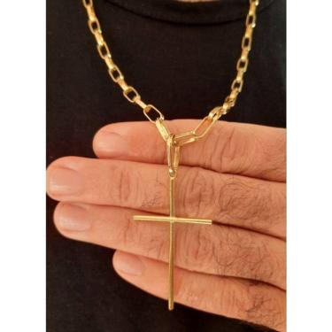 Imagem de Kit Corrente cartier + Pingente Cruz  6mm 65cm Liga de Moeda
