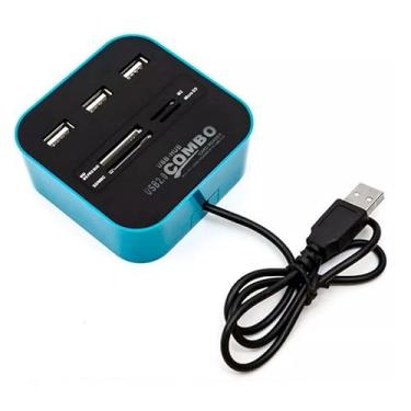 Imagem de Hub 3 Portas Usb 2.0 Leitor Cartão Micro Sd Ms Pro Duo Tf M2