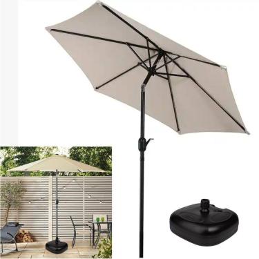 Imagem de Ombrelone com Base para Piscina 2,5m Articulado Com Manivela Ipanema Bege - AMZ