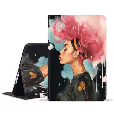 Imagem de Capa para iPad Mini 5, Mini 4, iPad Mini 1/2/3, capa protetora de couro, capa inteligente com suporte ajustável para despertar/hibernar automática para iPad Mini 5ª/4ª geração 7,9 polegadas, mulher