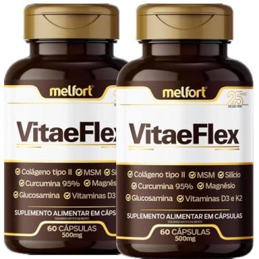 Imagem de 2 x Colágeno Tipo 2 + Glucosamina + Vitamina D3 e K2 + Magnésio + Silício 120 Cápsulas