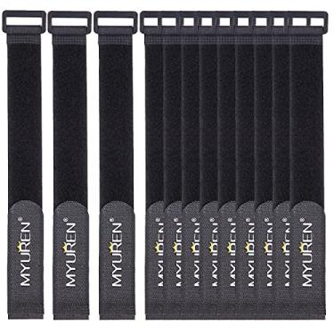 Imagem de 1"x 18"-12 Pack Reusable Fastening Cable Straps with Buckle Adjustable Hook and Loop Securing Strap Multi-Purpose Cinch Strap for Cord Management