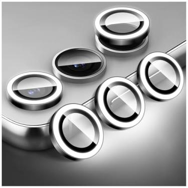 Imagem de Kucheed Protetor de lente de câmera luminoso para Samsung Galaxy A14/A24/A34/A54, protetor de tela de vidro temperado colorido noctilucente, alinhamento automático, anéis de liga de alumínio