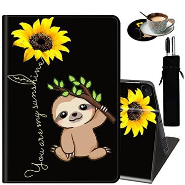 Imagem de Capa para Samsung Galaxy Tab A8 de 10,5 polegadas 2022, com suporte ajustável, capa inteligente despertar e hibernar automática para tablet de 10,5 polegadas SM-X200/X205/X207 - bolsa de girassol e