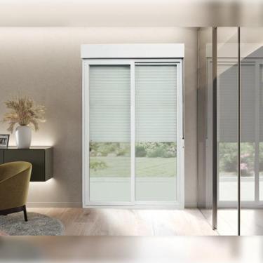 Imagem de Porta de PVC Integrada 230x180cm com 2 Folhas e Vidro Liso Temperados 