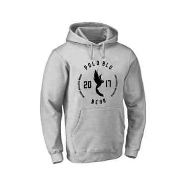 Imagem de Moletom Masculino Polo Blu Canguru Casual Capuz Confortável, P, Cinza