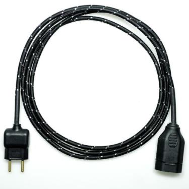 Imagem de Extensão Elétrica 2 Metros Pp 2x0,75mm2 Preto/Prata Revestido Tecido -
