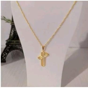Imagem de Colares Colar Gargantilha Feminino/ Masculino Pingente Cruz Fé Vida Pé
