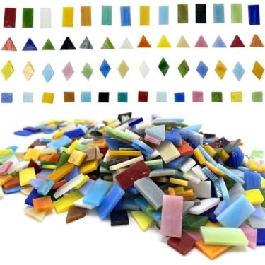 Imagem de 1100 peças de mosaico de vidro DIY, formas mistas de 970 g, passatempos de vitrais coloridos, artesanato artesanal, decorações para casa, cozinha, projetos de mosaico de banheiro, fácil para