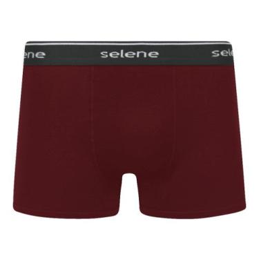Imagem de Cueca Boxer Selene Algodão Plus Size Masculina, Bordô, X3