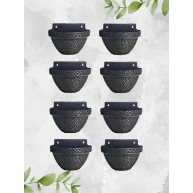 Imagem de Kit 8 vasos de parede meia lua rattan terracota 03 litros - N.variedad