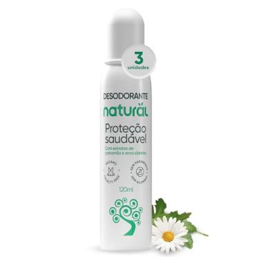 Imagem de NATURAL Combo Desodorante com Extratos de Camomila e Erva Cidreira - Kit 3 Unidades - Sem Alumínio - Calmante e Refrescante - Vegano e Cruelty-Free - 120ml