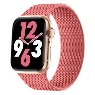 Imagem de Pulseira trançada de silicone compatível com Apple Watch séries 10/9/8/7/6/5/4/3/2/1/SE/Ultra/Ultra 2 de 38 mm, 40 mm, 41 mm, 44 mm, 45 mm, 46 mm, 46 mm, 49 mm, 49 mm, 49 mm, compatível com Apple