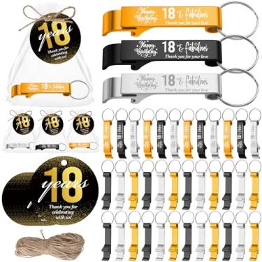 Imagem de Dandat 54 conjuntos de lembrancinhas de festa de aniversário de 18 anos para convidados, abridor de cerveja, brinde a 18 abridores de garrafas, chaveiro com cartões de agradecimento e sacolas de