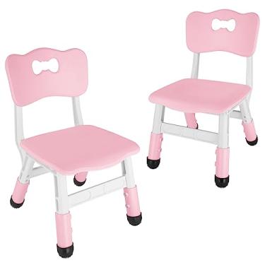 Imagem de FUNLIO Adjustable Kids Chair (2pcs), 3 Level Height Adjustable Toddler Chair for Ages 3-8, Sturdy Child Chair with Maximum Bearing 220lbs, for Classrooms/Daycares/Homes, CPC & CE Approved - Pink