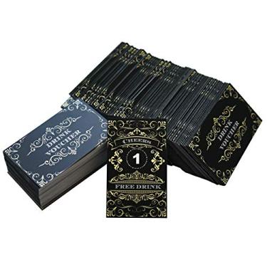 Imagem de RXBC2011 100 bilhetes de bebida grátis cupons para uma bebida grátis, casamento, Halloween, trabalho, evento, festa, bar, pacote, Preto, 300PCS