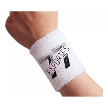 Imagem de Munhequeira de Algodão para Esportes, Absorvente de Suor, para Basquete, Vôlei de Praia e Crossfit (Branco)