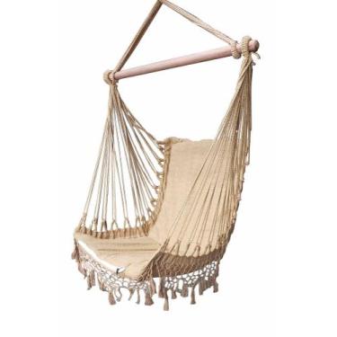 Imagem de Cadeira De Balanço Rede De Descanso Suspensa Luxo Algodão - Artesão Na