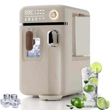 Imagem de Máquina de gelo com enchimento automático de 48 cubos e dispensador de água - Gelo rápido de 6 minutos, tanque de 3 litros, temperatura de 5 a 100 °C, recipiente de armazenamento visual removível