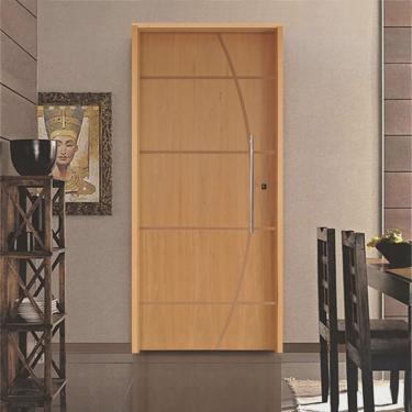 Imagem de Kit Porta de Madeira 210x92cm Batente 14cm Fechadura Rolete Belissima 5 Rodam