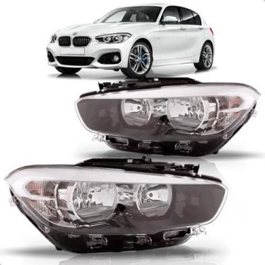 Imagem de Par Farol Bmw Serie 1 2016 a 2018 Eletrico Negro Com Led - DEPO, Par (