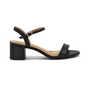 Imagem de Sandália Vizzano Casual Salto Médio Quadrado Feminina Preto, 36