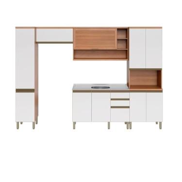 Imagem de Cozinha Completa Modulada 5 Peças com Gabinete Pia Multimóveis Cr20409 Freijó/branco