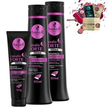 Imagem de Kit Haskell Cavalo Forte Hidra Sh, Cond 500ml e Protetor 150