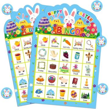 Imagem de FaCraft Easter Bingo Game for Kids 26 Players Easter Bingo Cards for Adults Family Toddlers Easter Bingo Game for Easter Party School Classroom Family Activities Happy Easter Party Favor Supplies