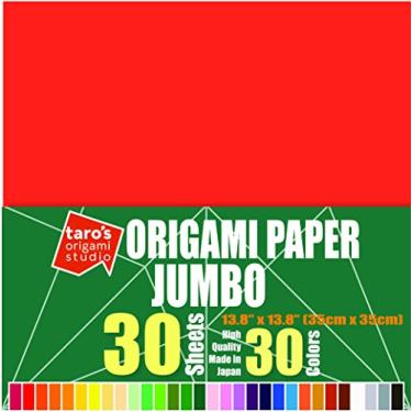 Imagem de [Estúdio de origami da Taro] Jumbo 13,8 polegadas, um lado, 30 cores, 30 folhas, quadrado, fácil de dobrar, papel japonês premium para iniciantes (produto importado do Japão)