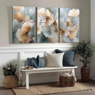 Imagem de Kit 3 Quadros Decorativos Canvas, Flores, 60x90cm, Arte Para Quarto, Sala, Corredor