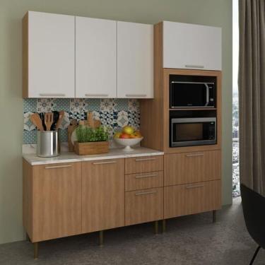 Imagem de Cozinha Compacta 200cm 3 Peças, 6 Portas e 5 Gavetas - Tecno Mobili