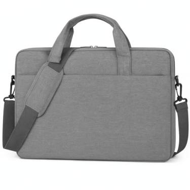 Imagem de Pasta Executiva para Notebook 14 Polegadas, Alça de Mão e Tiracolo, 2 Divisões, Impermeável, Bolso Frontal, Organizador para Trabalho e Faculdade (Cinza)