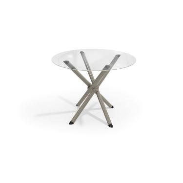 Imagem de Mesa de Sala Jantar Volga c/ Tampo de Vidro Redondo 95cm Niquel - Kappesberg