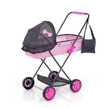 Imagem de Carrinho de Boneca Veneza com Porta Objeto Coração toldo Preto 79cm
