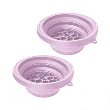Imagem de Xanadued Lavatório facial dobrável de gelo, tigela de imersão facial, tigela de imersão facial, tigelas faciais de silicone frio, para casa, viagens e festas (roxo, 2)