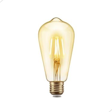 Imagem de Lâmpada Led de Filamento ST64 Vintage Decorativa e Elegante 4w Retro de cor Âmbar 2400k Luz Branco Quente tipo Pêra
