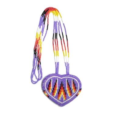 Imagem de Colar com medalhão de contas em camadas estilo nativo americano - Colar étnico tribal de contas de semente feito à mão MN-25-33, Free size, Vidro, Sem Pedra Preciosa