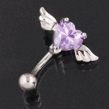 Imagem de Piercing De Umbigo Invertido Prata Zirconia Coração Rosa Rox - De Cast