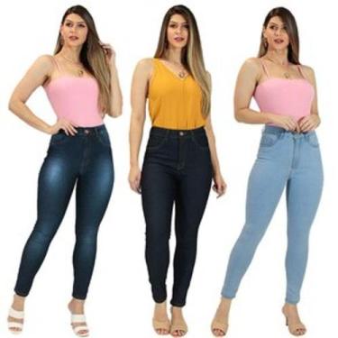 Imagem de Kit 3 Calça Jeans Feminina Skinny Slim Lycra - APOLLOGY, 46
